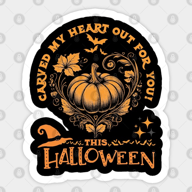Pumpkin Heart Witch Hat for Men Women Youth Sticker by JessArty